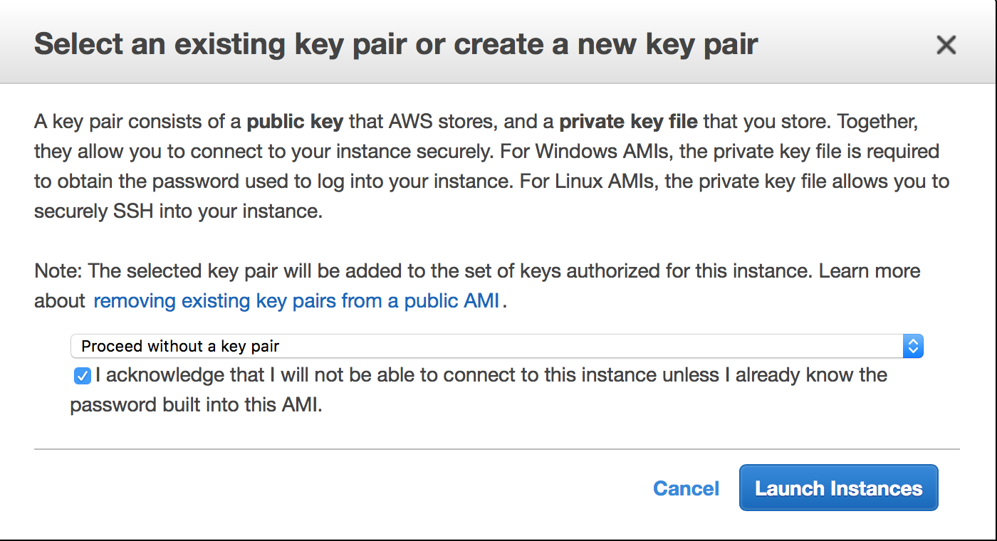 Setting key pairs